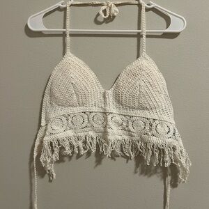 SHEIN Cream Crochet Swim Coverup